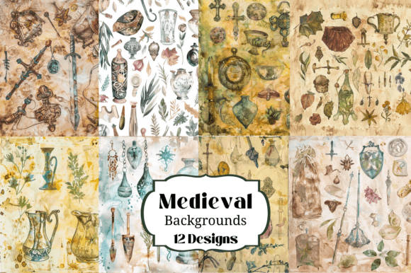 12 Medieval Watercolor Backgrounds: Your Digital Toolkit