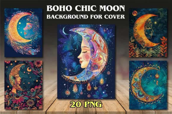 Boho Chic Moon Backgrounds for Covers