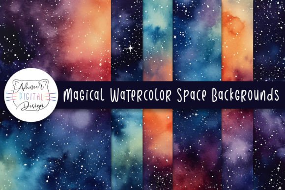 Enchanting Watercolor Space Backgrounds for Creatives