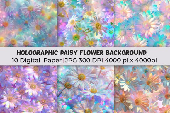 Holographic Daisy Flowers Backgrounds: A Guide to Iridescent Design