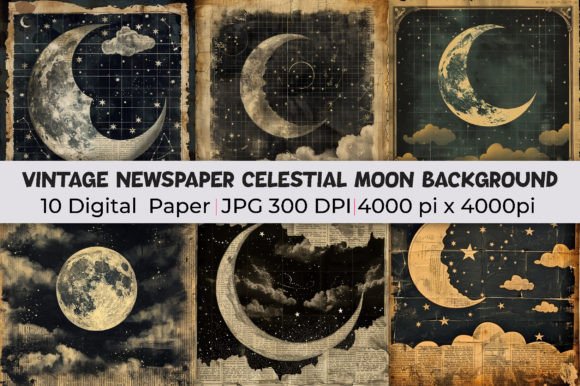 Transform Your Designs with Vintage Celestial Moon Backgrounds