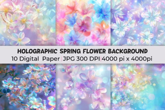 Transform Your Projects with Holographic Spring Flower Backgrounds